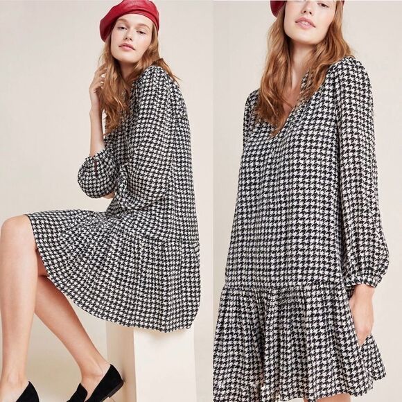 ANTHROPOLOGIE
 MAEVE Sterling Houndstooth Tunic - Picture 1 of 6